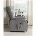 thumbnail image 5 of Recliners | Grey Velvet Power Lift Recliner with Massage & Heat | Wood+Fabric, 5 of 7