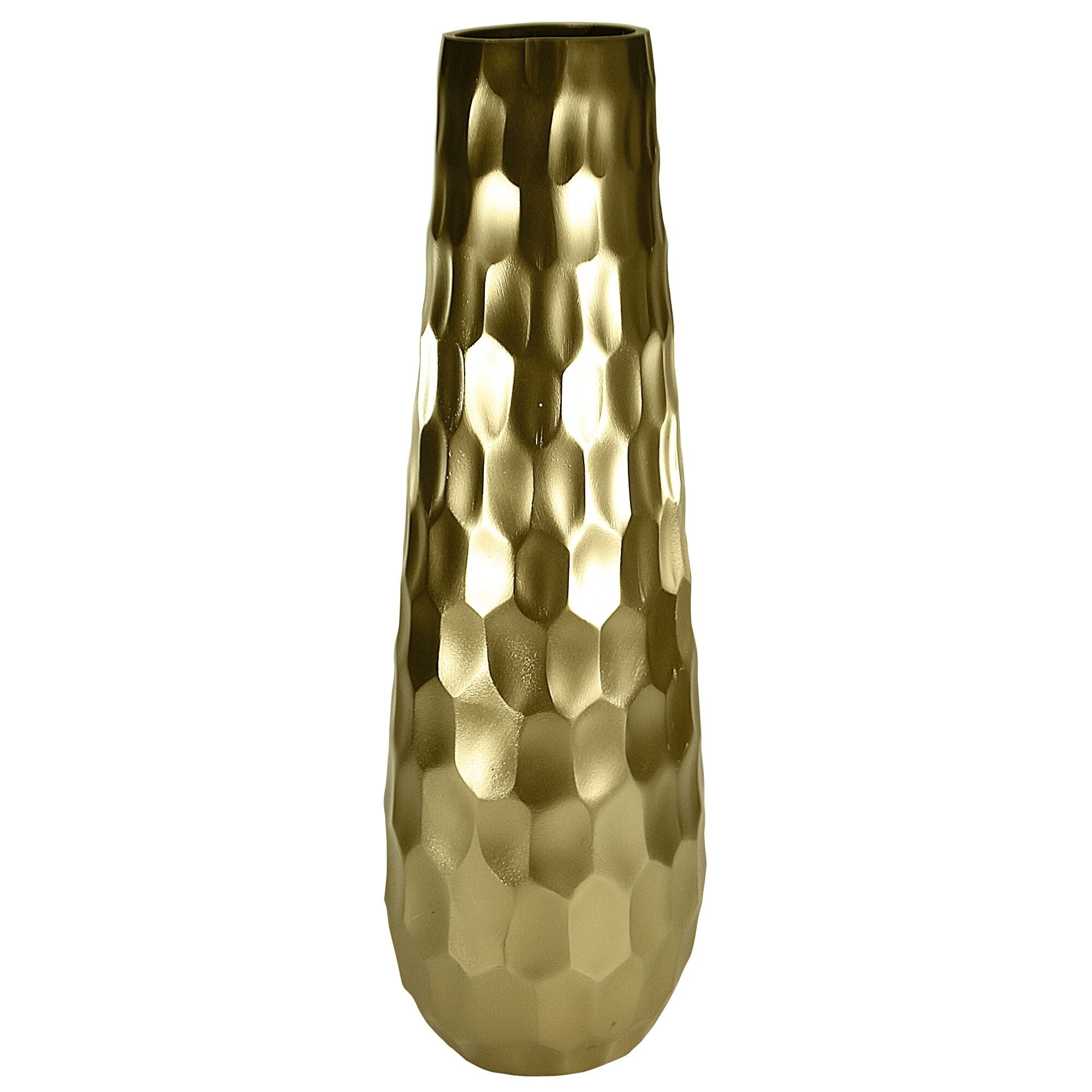 Metal vase with Hammered Textured Surface, Gold
