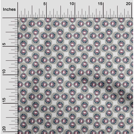 oneOone Cotton Cambric Fabric Peacock Feather Ikat Printed Fabric 1 Yard 56 Inch Wide
