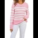 thumbnail image 2 of Suéteres de Rayas para Mujer, Informales, de Cuello Redondo y Larga, de Punto , Holgados y de Gran Tamaño. Rosa XL, 2 of 10