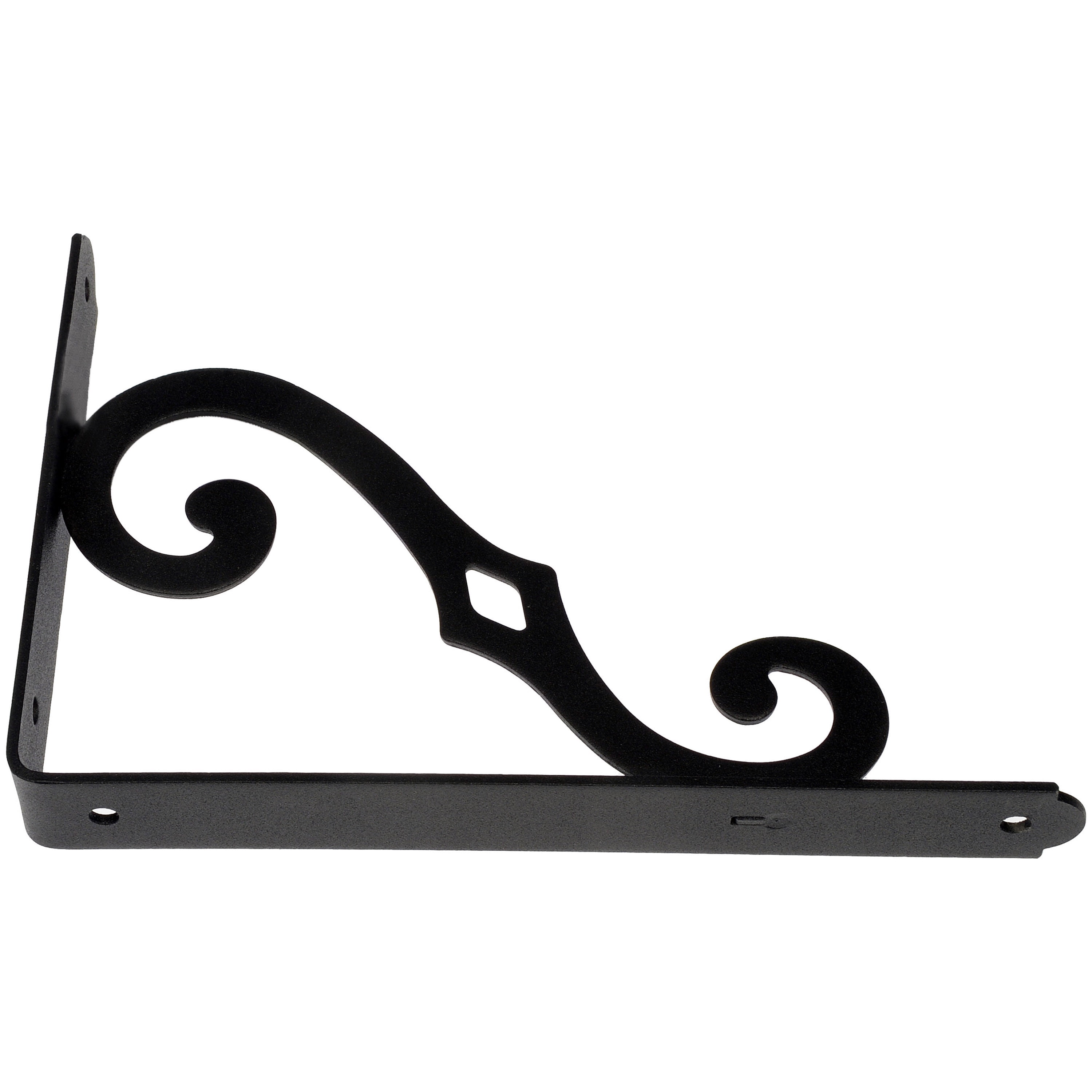 (2 pack) Hyper Tough 8" x 5-1/2" Shelf Bracket, Decorative Scroll, Black, Metal, Pre-Drilled Holes