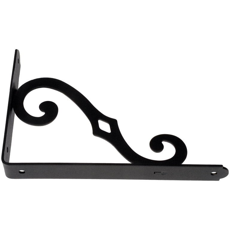 Hyper Tough 8" x 5.5" Decorative Scroll Shelf Bracket, Black Metal photo 3