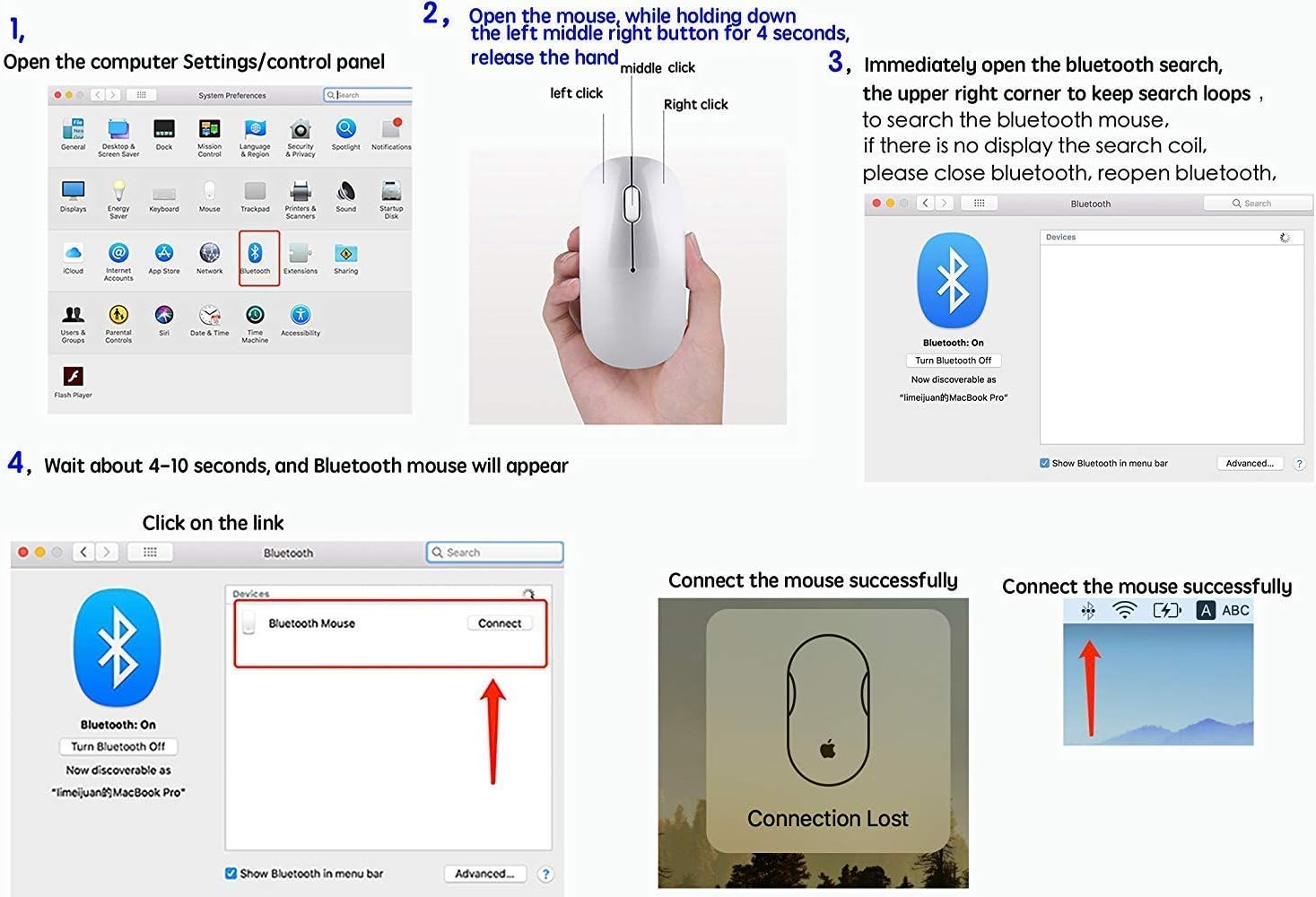 Bluetooth Mouse,Rechargeable Wireless Mouse for MacBook Pro/MacBook Air/Laptop/PC/Mac/iPad pro/Computer,Bluetooth 5.2 + 3.0 +2.4G USB Receiver
