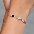 thumbnail image 4 of 925 Silver and 10K Yellow Gold Black Onyx Near Colorless White Moissanite Pink Mystic Topaz and Lab Grown Diamond Tennis Bracelet for Women By Keren Hanan (2.08 cttw, Adjustable up To 9 inch), 4 of 4