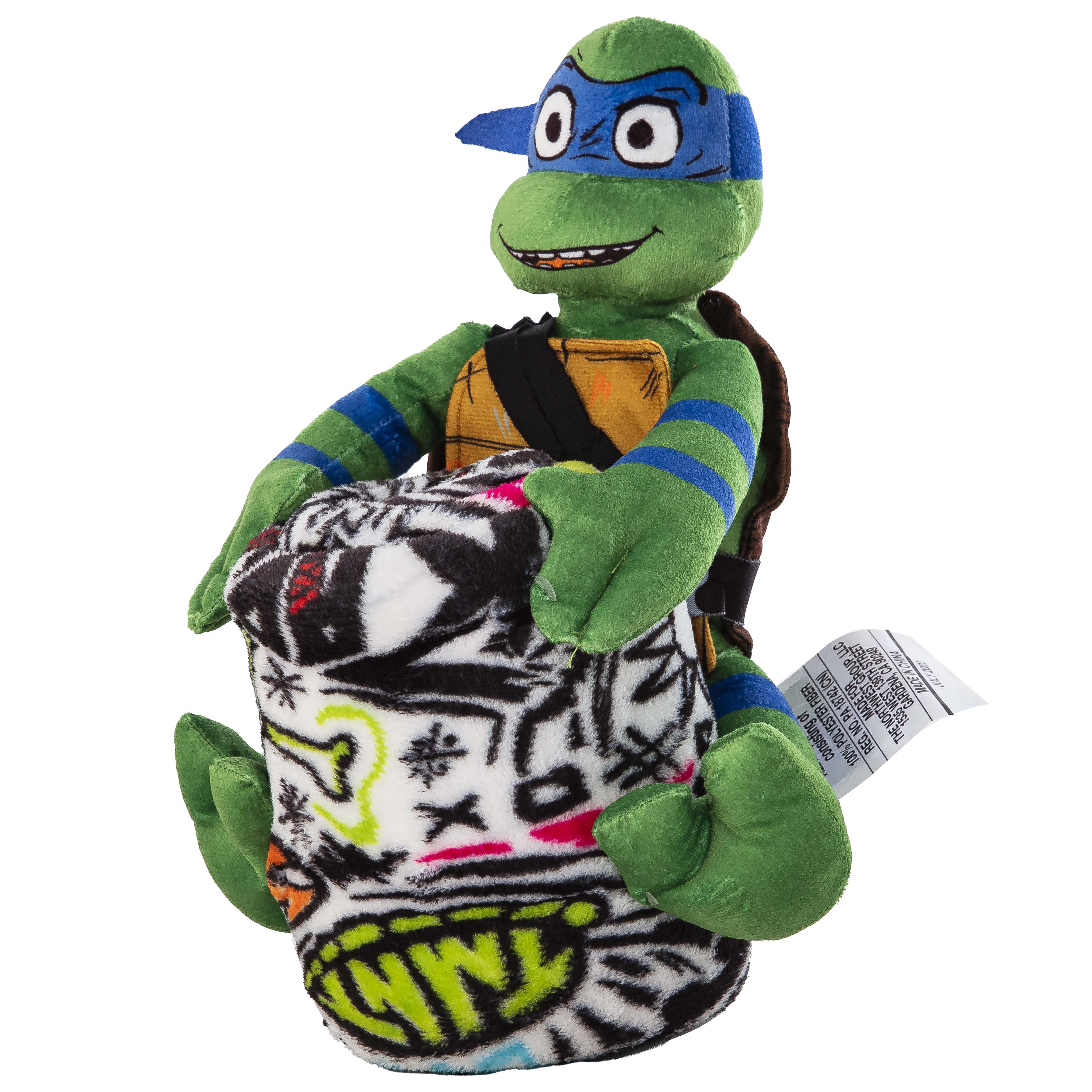Teenage Mutant Ninja Tutles Sketched Out Kids Silk Touch Throw Blanket with Plush Hugger – Ultra Soft Plush Character Pillow for Kids