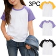 thumbnail image 2 of Gfyviroh 3 Pack Girls Basic T-Shirts Color Block Cotton Short Sleeve Tee Shirt Soft Summer Versatile Casual Tops, 2 of 7