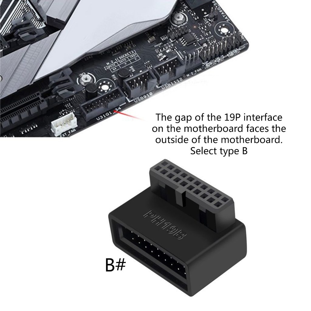 Apooke Usb 3 0 90 Degree Motherboard Adapter 19 Pin 20 Pin Extension Adapter Right Angle Socket