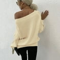 thumbnail image 7 of Sweaters for women Women's Long-Sleeved One-Word Collar Pullover Sleeve Off-Shoulder Solid Color Sweater christmas sweater women, 7 of 7