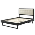 thumbnail image 3 of Platform Bed Frame, Queen Size, Fabric, Wood, Black Beige, Modern Contemporary Urban Design, Bedroom Master Guest Suite, 3 of 10