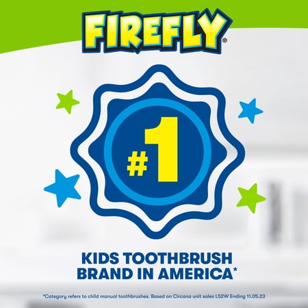 Firefly Light Up Timer Kids Toothbrush, Premium Soft Bristles, Blue and Green, 2 Count