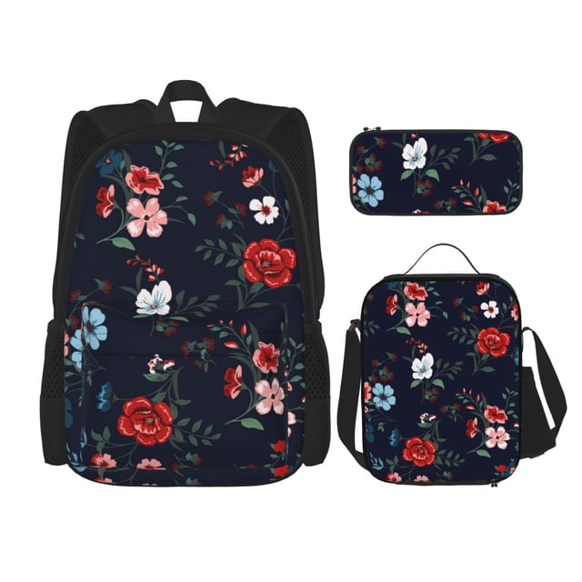 Balery Vintage Rose Mochila Escolar 3 en 1 para Niños - Mochila Resistente con Lonchera Térmica y Estuche - Mochila Escolar para Niños y Niñas