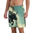 thumbnail image 2 of Pofeuu Bull Charging Through Waves Prin Men's Swim Trunks Quick Dry Bathing Suit Swimming Board Shorts Mesh Lining Beach Swimwear-Small, 2 of 6