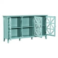 thumbnail image 4 of 62.2" Accent Storage Cabinet, Modern Console Table Buffet Sideboard with 3 Hollow-out Doors and Adjustable Shelves, Entryway Cupboard with Wood Legs and Metal Handles for Living Room Kitchen Turquoise, 4 of 7