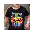 thumbnail image 1 of Boys Summer Fashion T-shirt - "THeY NoT LiKe uS" Colorful Lettering Print, Casual Short-sleeved Crew Neck Top, Vibrant Graffiti Style, 100% Cotton, a Must-have for Teenagers' Streetwear, 1 of 7