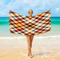 Ryvnso Red Artistic Checkered Pattern Oversized Beach Towel Microfiber Bath Blankets Swimming Fitness 37" x 74"