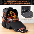 thumbnail image 6 of Heavy-Duty Tool Bag Backpack with 18 Storage Pockets, Multi-Pouch Tool Organizer with Padded Shoulder & Waist Support, Professional Jobsite Bag for Contractors, Plumbers, and HVAC Techs, Black, 6 of 7