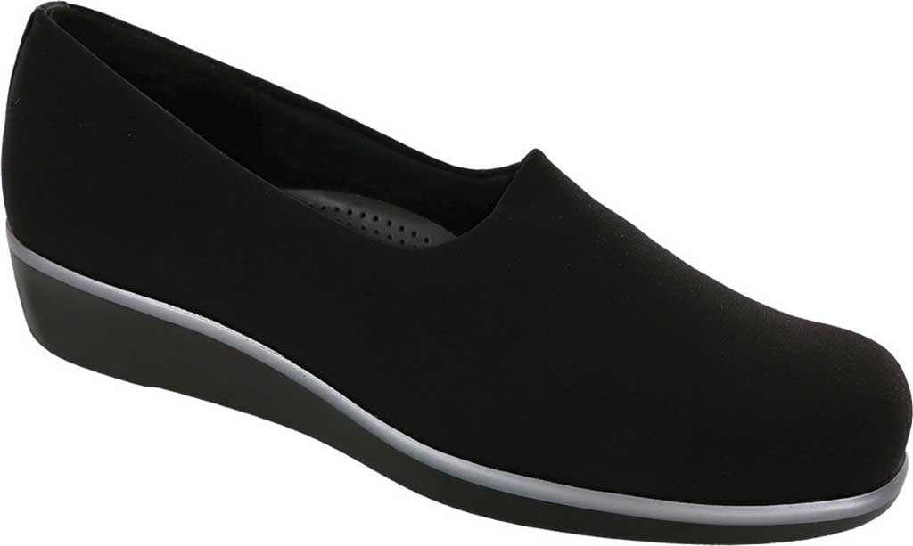 Women's SAS Bliss Slip On Loafer Black Stretch Fabric 5.5 M