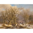 thumbnail image 2 of Johann Bernhard Klombeck 14x11 Black Ornate Wood Framed Double Matted Museum Art Print Titled: Winter Time (1872), 2 of 5