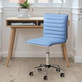 thumbnail image 6 of Furmax Leather Swivel Office Chair - Mid Back Vanity Chair for Makeup Desk, Armless Ribbed Task Chair with Ergonomic Support (Light Blue), 6 of 7