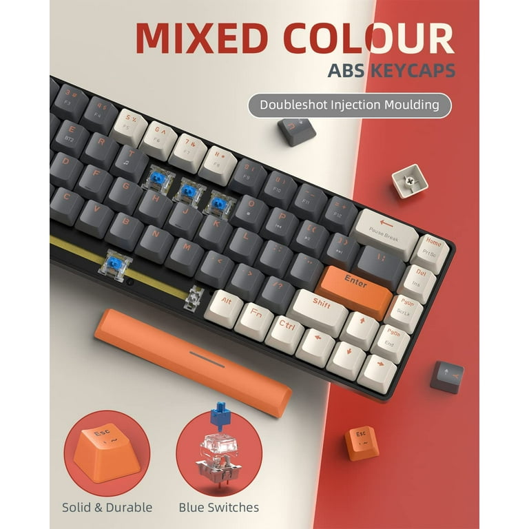 60% Wireless Mechanical Keyboard, Bluetooth 5.0/2.4GHz 68