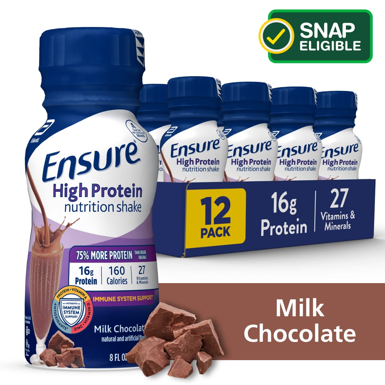 Krijt Demon redden Ensure High Protein Nutritional Shake, Milk Chocolate, 8 fl oz, 12 Ct -  Walmart.com