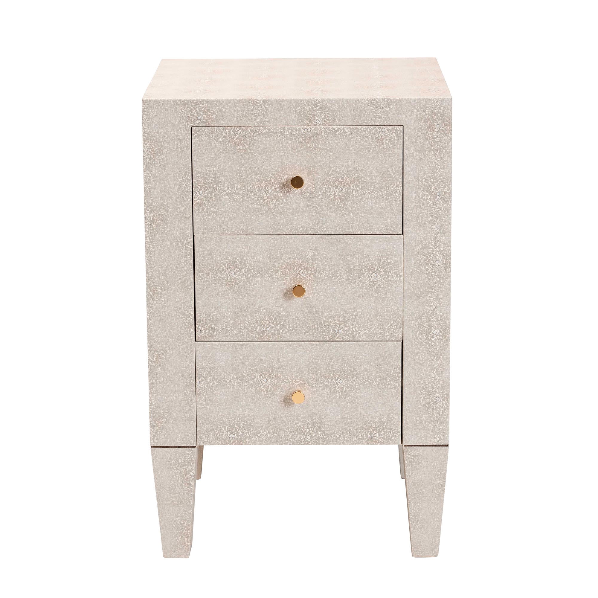 Baxton Studio Leyna Modern End Table, 3-Drawer, Brass