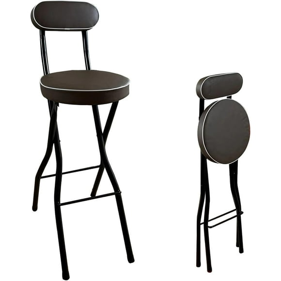 Cushioned Padded Folding Bar Stool with Backrest / Tall Folding Breakfast Bar Stool for Adult Kitchen Bar Garden Indoor Outdoor ( PC)(Size cm())