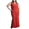 thumbnail image 1 of Kasper Womens Maryann Wide Leg Jumpsuit, Red, X-Large, 1 of 1