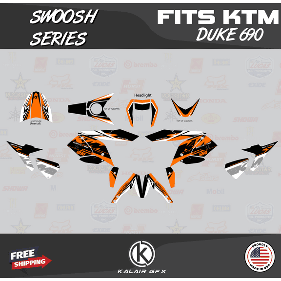 Kalair GFX Graphics Kit for Ktm 690 DUKE (2012-2020) Swoosh Series
