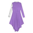 thumbnail image 7 of Aiihoo Womens Liturgical Worship Dance Dresses Lyrical Mock Neck Long Sleeve Curved Hem Dress Dancewear Purple M, 7 of 7