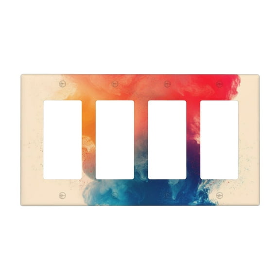 colorful powder Switch Cover Decorative Wall Plate / 4-Gang 4-Decor / Standard Size 4.5x8 in