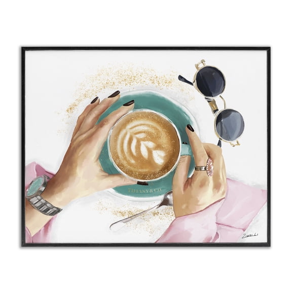 Stupell Industries Contemporary Latte Art with Fashion Accent Black Framed Giclee Art, 14 x 11, by Ziwei Li