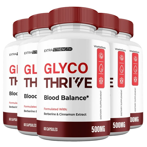 Glyco Thrive Balance Capsules, All Natural Premium Ingredients, Glyco Thrive Glycogen Balance Maximum Strength Blood Pills Berberine Supplement (5 Pack)