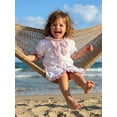 thumbnail image 6 of BemeyourBBs Toddler Baby Girls Swim Cover Up Swimwear Ruffle Poncho Kids Swimsuit Coverup Plaid Front Bow Beach Bathing Suit Bathing Robe Short Sleeve Hooded Coverups Beachwear Wrap with Pockets, 6 of 9