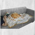thumbnail image 6 of Flip Flop Soft Flannel Fleece Blanket, Stained Grungy Design of Circular Life is Better in Flip Flops Text, Cozy Plush for Indoor and Outdoor Use, 50" x 60", White Orange and Yellow, by Ambesonne, 6 of 6