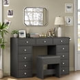 thumbnail image 7 of Vanity Desk Without Mirror, Makeup Vanity with 11 Drawers and Charging Station, White Vanity with Storage for Bedroom, Home Office Computer Desk for Bedroom, Black, 7 of 7