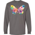 thumbnail image 3 of Inktastic Butterfly Shape with Colorful Flowers Long Sleeve T-Shirt, 3 of 5