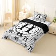 thumbnail image 2 of spefrowx Cute Monogram Bow Twin Comforter Sets for Teens, Princess Stripe Love Heart Bedding Set, Black Reversible, 2-Piece, 1 Comforter and 1 Pillowcase, 2 of 6