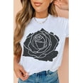 thumbnail image 2 of Women's White Large Rose Print Round Neck Short Sleeve Graphic T-Shirt, 2 of 10