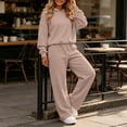 thumbnail image 6 of XRoczxe Women's Solid-Color High-Waisted Slim-Fit Casual Pants & Long-Sleeve Sweatshirt Set | Casual Sporty Style, Available in Multiple Colors Khaki, 6 of 9