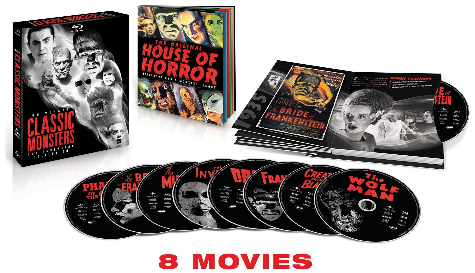 Universal Classic Monsters: The Essential Collection (Blu-Ray), starring Boris Karloff, Claude Rains, and Colin Clive [2024]