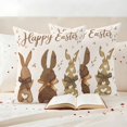 thumbnail image 3 of Easter Outdoor Waterproof Pillow Covers, Spring Bunny Retro Bow Retro Botanical Brown Decorative Square Throw Pillowcase Sofa Cushion Sham for Patio/Couch/Chair, 20"x20" 2 Pack, 3 of 8
