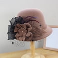 thumbnail image 2 of QASIEATN Women's Everyday Wear Accessories Elegant Flower Decoration Bucket Hat for Pretty Women Fashion Fall Church Cloche Hat Solid Vintage Bowler Hat, 2 of 5