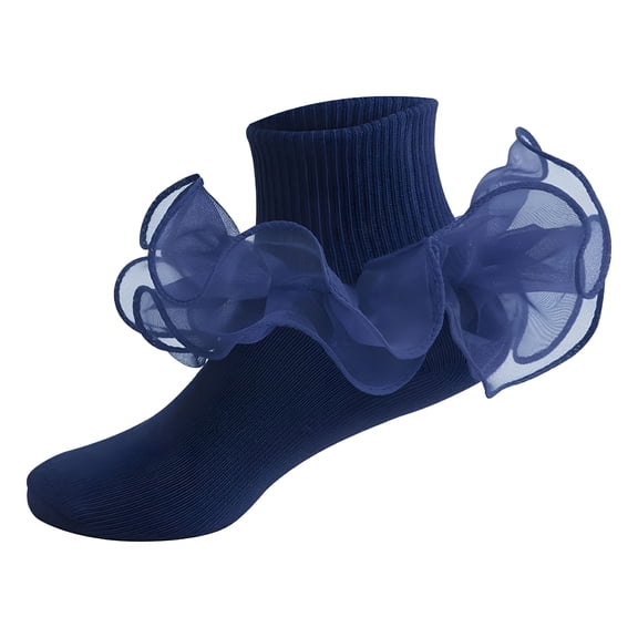 TELOLY Children's Dance Socks Princess Girls Frilly Sock Soft Infant Baby Socken Ruffle Socks For Kids School High Quality Navy Blue M 3 To 5 Years