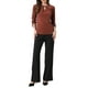 thumbnail image 2 of CURVOSPORT Camisa Elegante para Mujeres Top de Oficina con Abertura Clave Plisado Frontal Arrugado de Manga 3/4 Blusa de Chifón M Marrón Rojo, 2 of 6