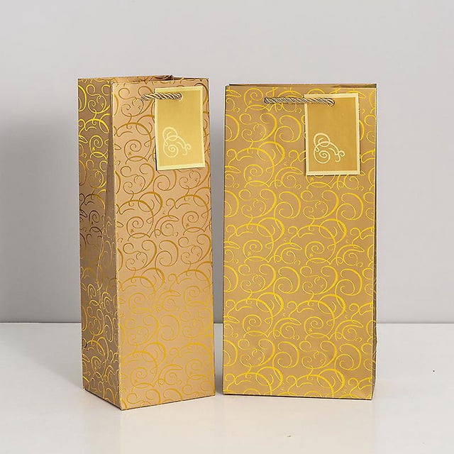 Paquete de 10 bolsas de regalo MACHAO para botellas doradas 12x10x36cm