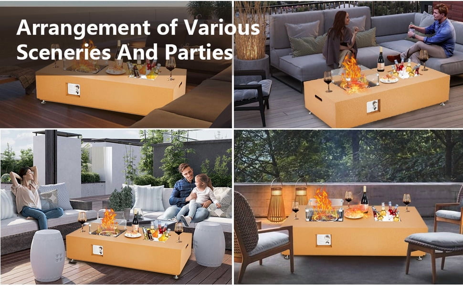 48-Inch Outdoor Gas Fire Pit Table,50,000 BTU for Powerful Patio Heat,All-Weather Design with Wind Guard, Rain Cover & Hidden Tank Storage