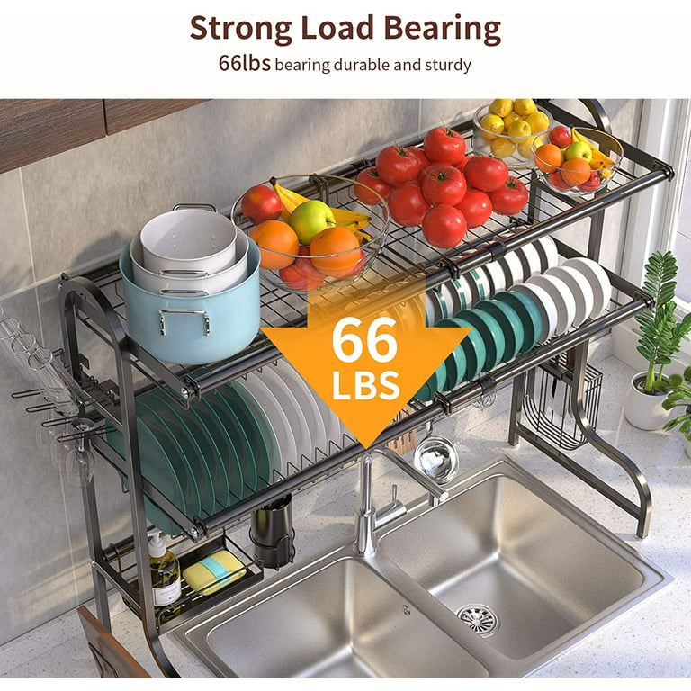 Yodudm Over The Sink Dish Drying Rack, 2 Tier Over Sink Dish