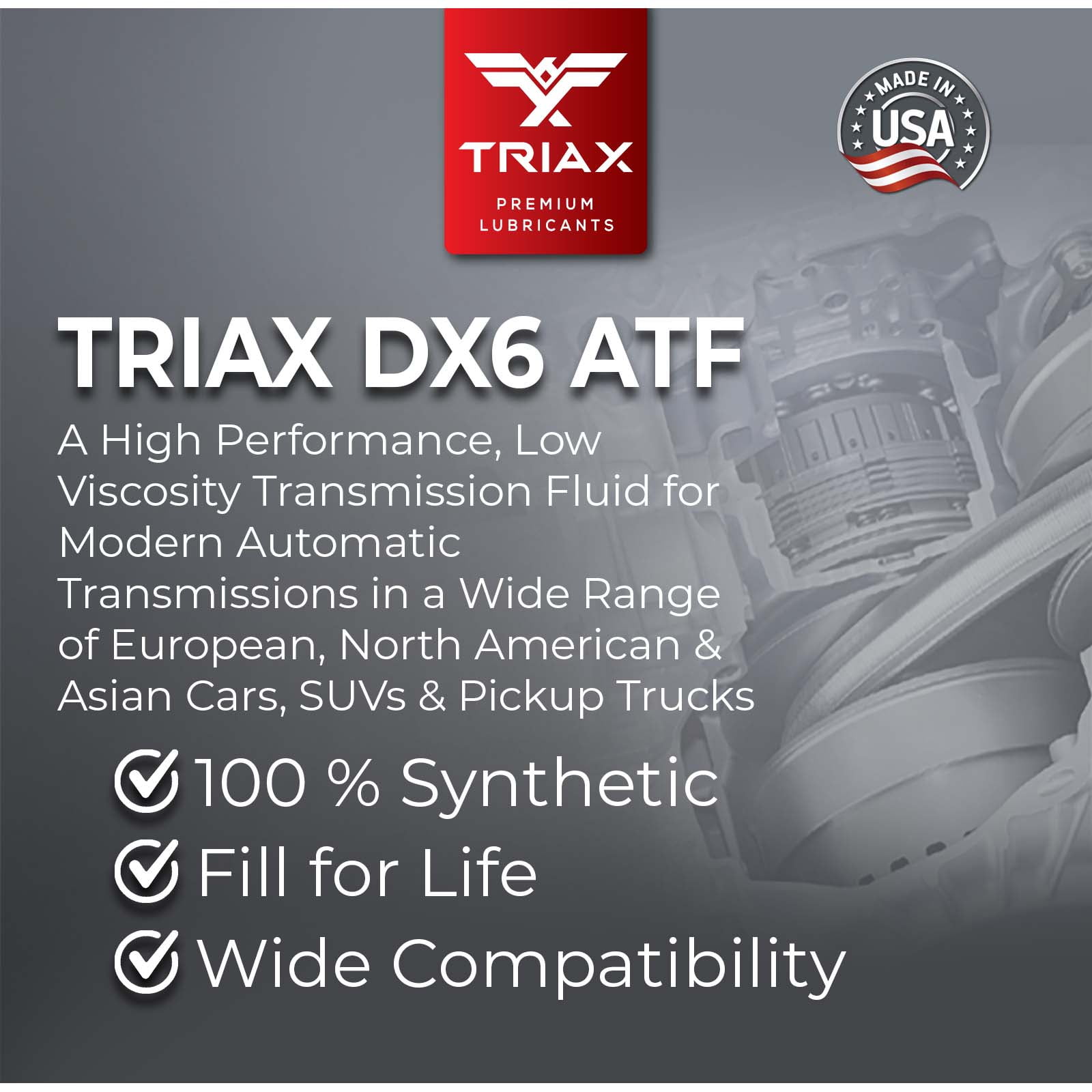 TRIAX DX6 LV ATF, Full Synthetic, Automatic Transmission Fluid (5 Quart)