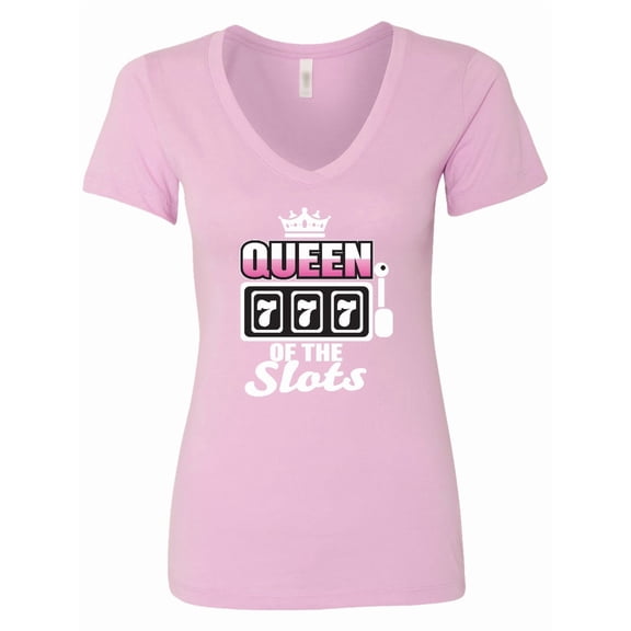 Inktastic Queen of the Slots Women's V-Neck T-Shirt